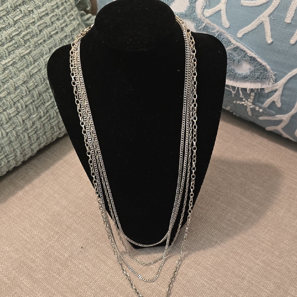Elegant Silver Multi-Layer Necklace